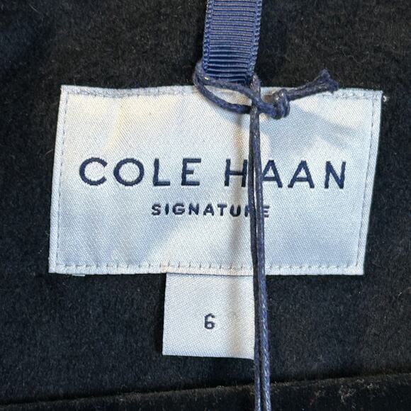 Cole Haan Chic Slick Wool Wrap Coat Convertible Collar Black Women's 6 NWT - Picture 3 of 10